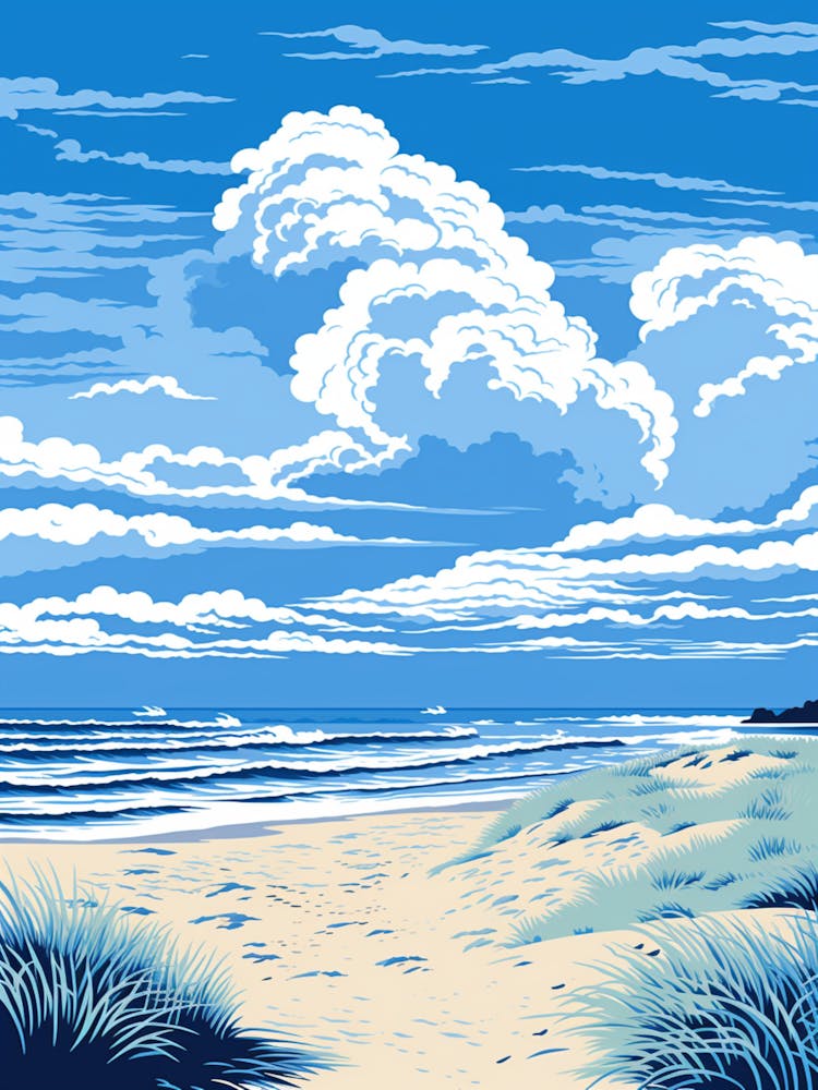A Screen Print Of Formby Beach Merseyside 3