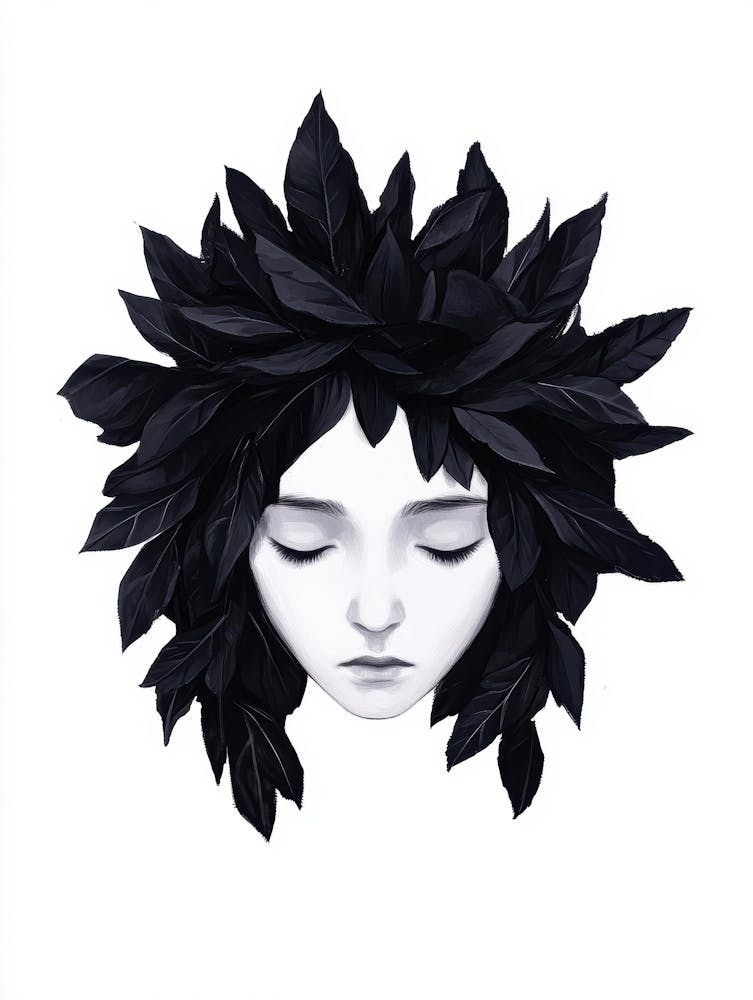 Black Woman With Leaves
