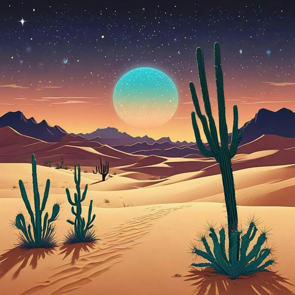 Desert Landscape With Moon (1)