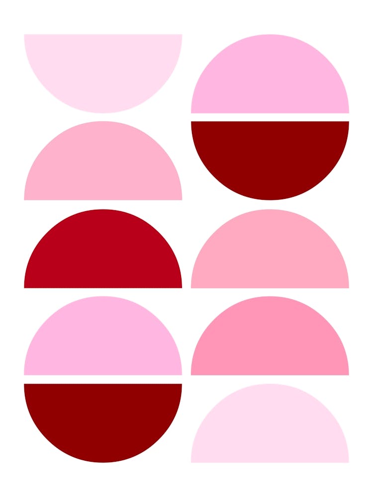 Pink and Red Mid Century Semi Circles