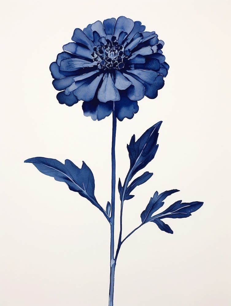 Blue Botanical Zinnia 1