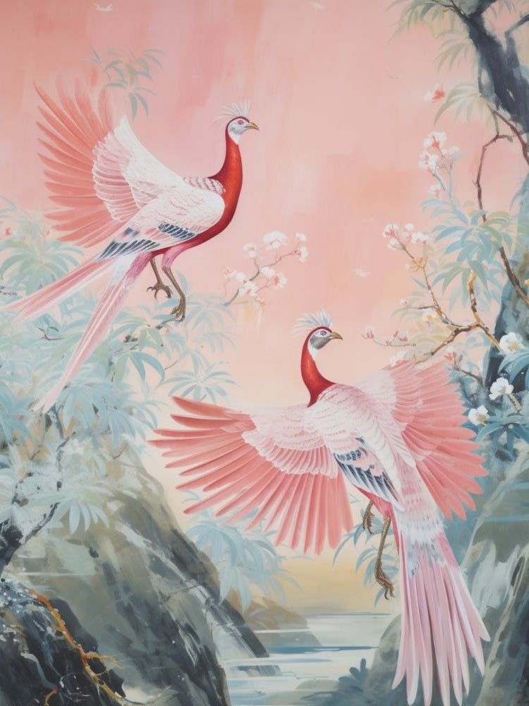 Vintage Japanese Inspired Bird Print Pheasant 4