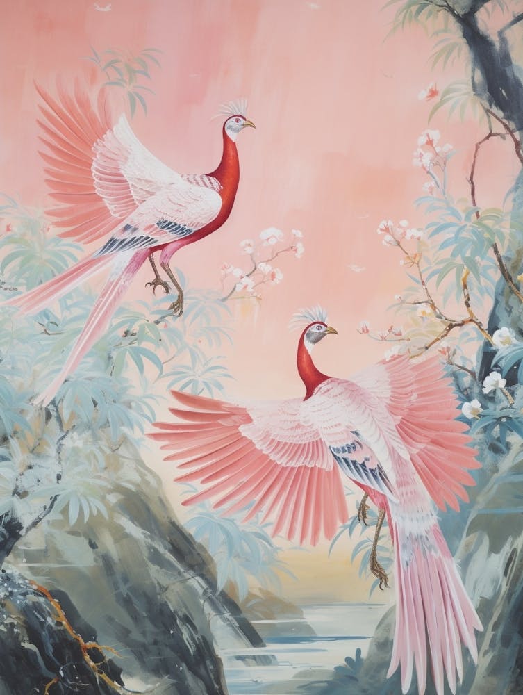 Vintage Japanese Inspired Bird Print Pheasant 4