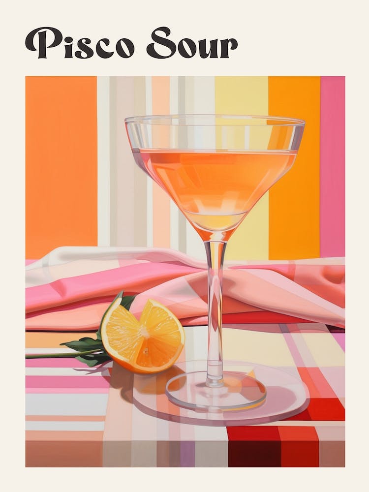 Pisco Sour 2 Retro Cocktail Poster