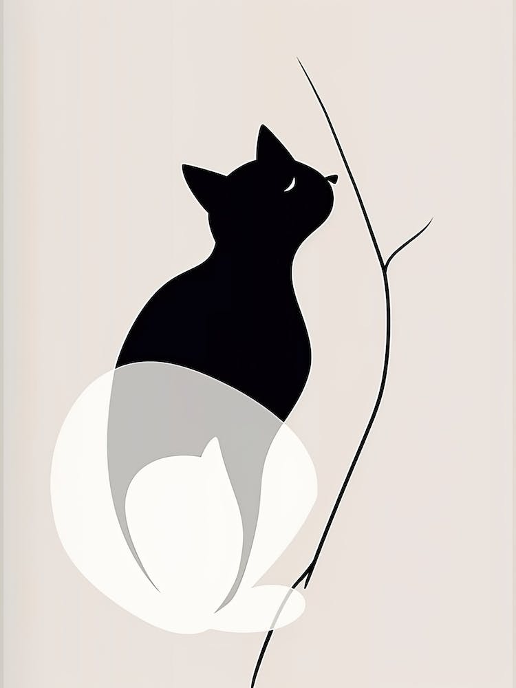Cat Line Art Abstract 1