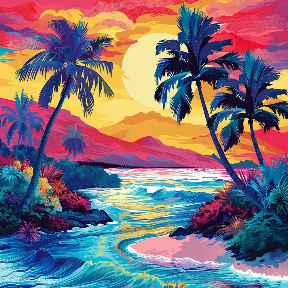 Sunset With Palm Trees