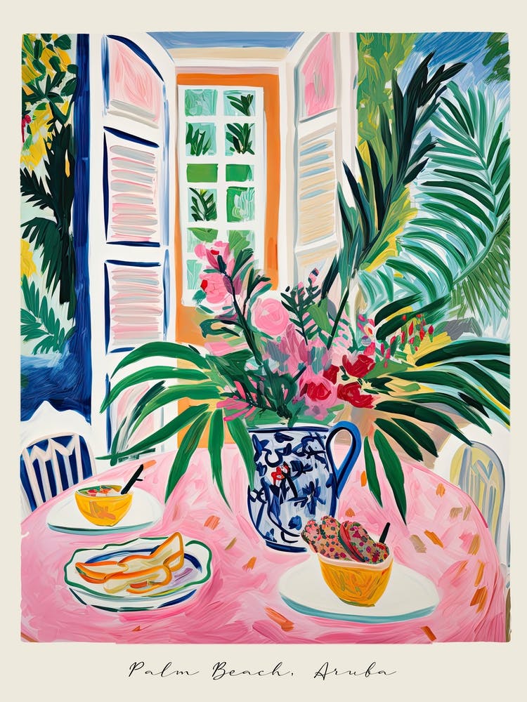 Affiche de Palm Beach, Aruba, Style Matisse et Rousseau 1