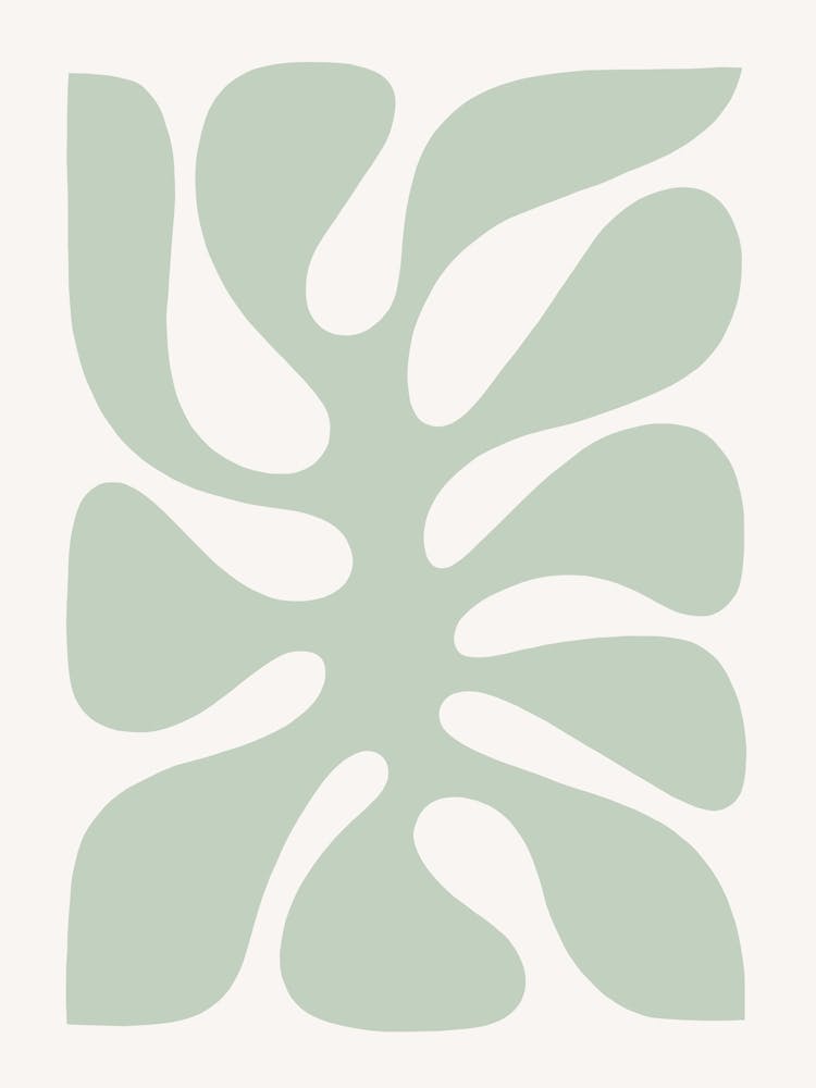 Minimal Abstract Retro Monstera Pastel Sage Green 1/2