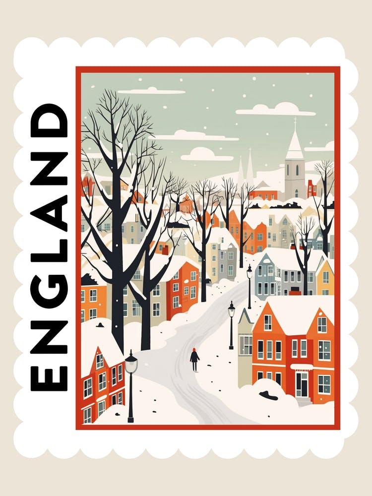 Retro Winter Stamp Poster Southampton United Kingdom