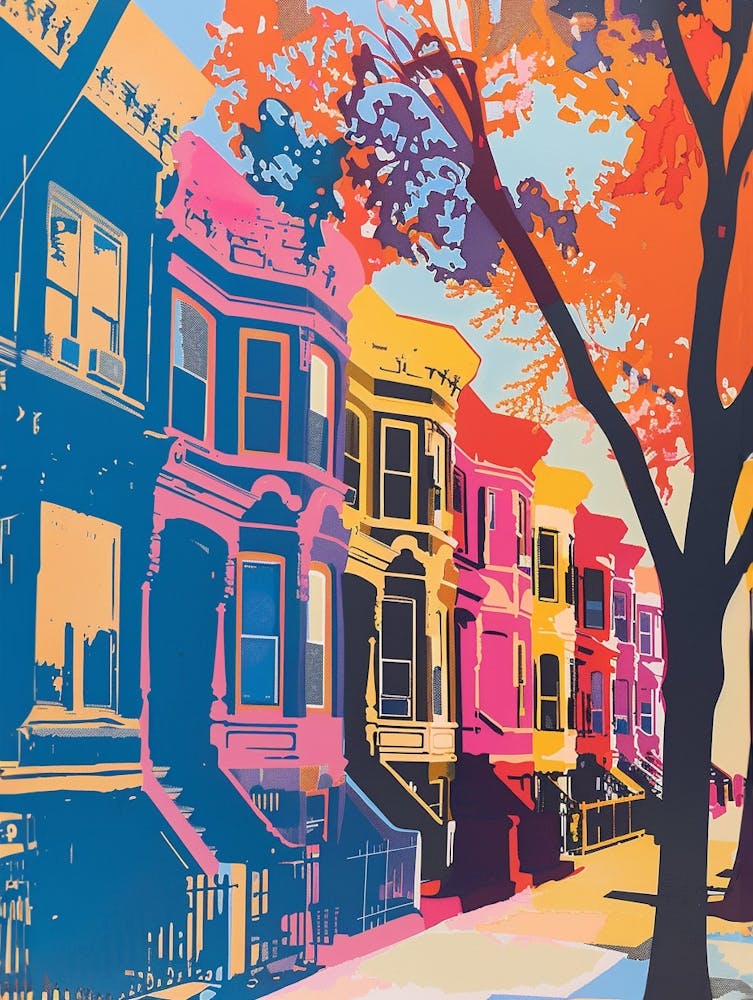 Prospect Heights New York Colourful Silkscreen Illustration 2