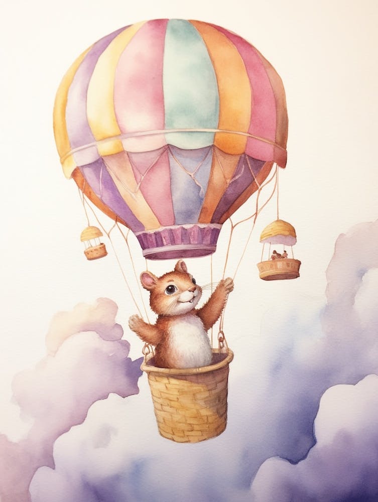 Baby Squirrel 1 In A Hot Air Balloon