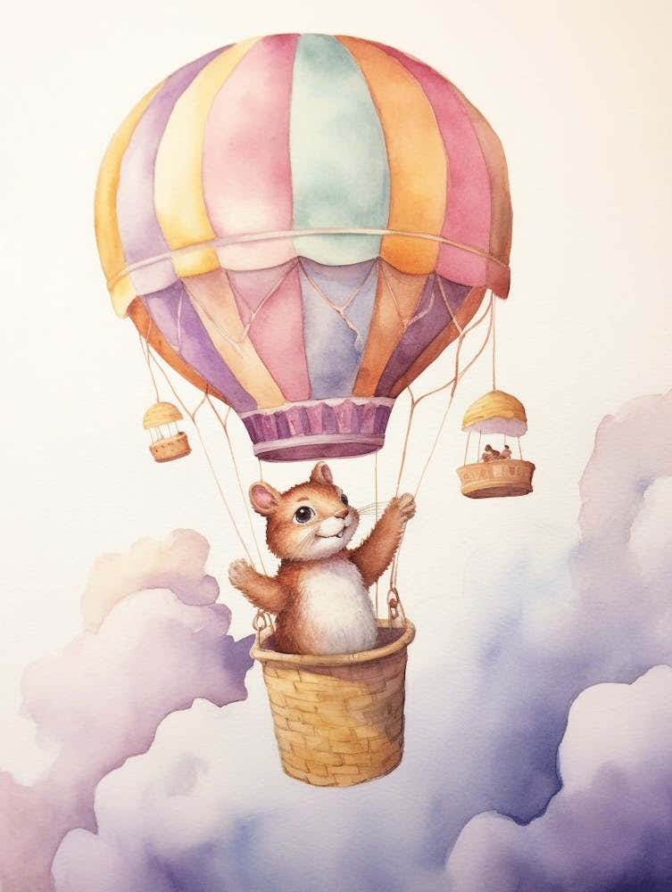 Baby Squirrel 1 In A Hot Air Balloon