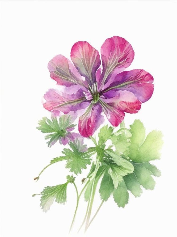 Wild Geranium Wildflower Watercolour 1