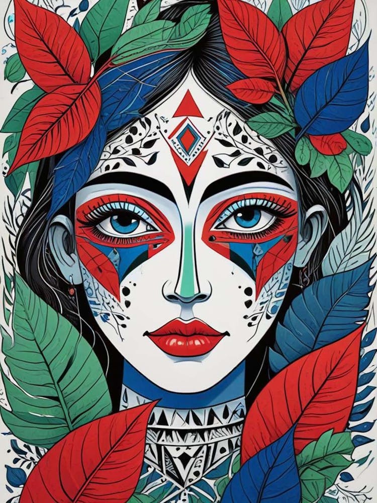 Folk Abstract Face Illustration 3 (7)