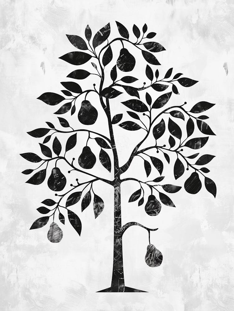 Pear Tree Simple Geometric Nature Stencil 2