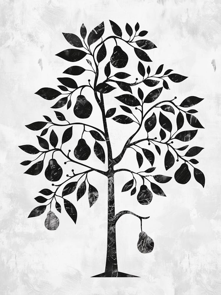 Pear Tree Simple Geometric Nature Stencil 2