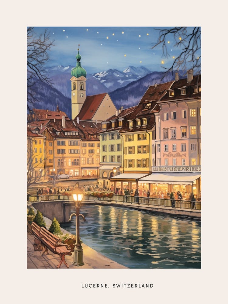 Vintage Winterposter Luzern Schweiz 5