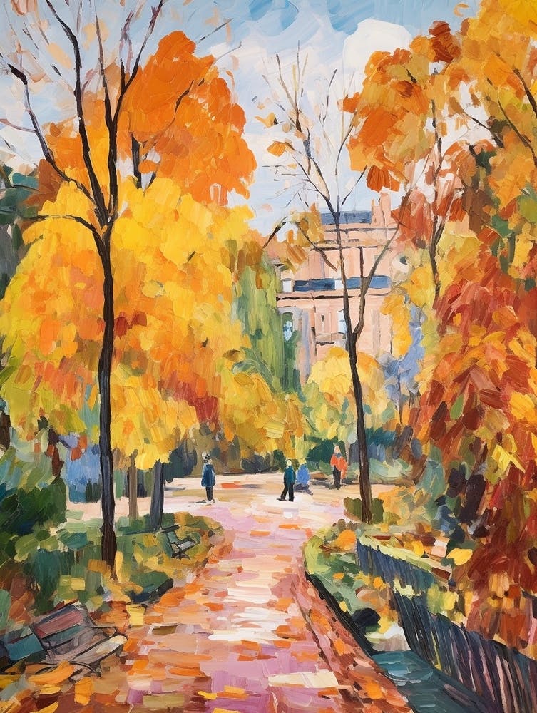 Autumn Gardens Painting Villa Borghese Gardens Italy