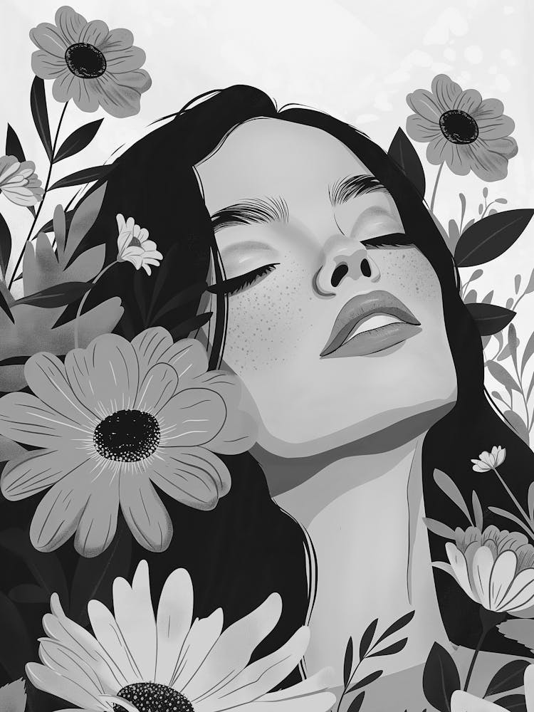 Black And White Flower Drawing