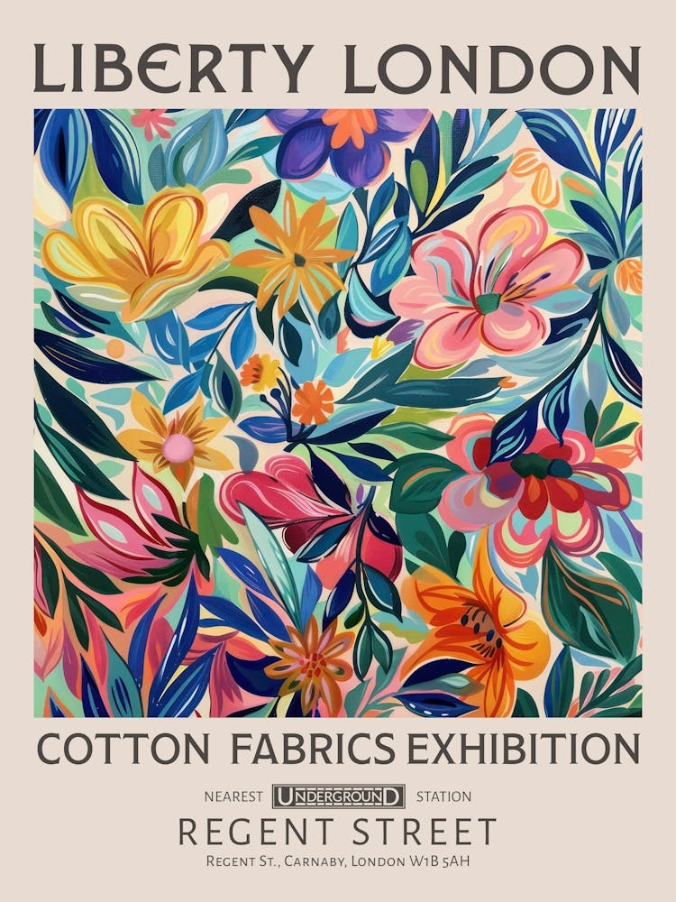 Liberty London Print William Morris Textiles Matisse Style Flowers