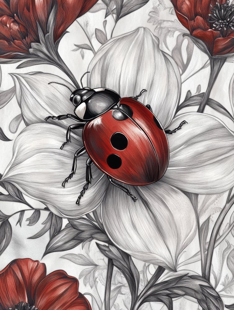 Ladybug On A Flower 5
