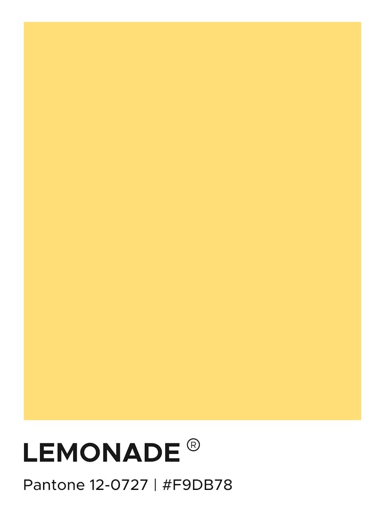 Lemonade Pantone, cool, cute, calm, yellow, pantone, swatch, colorful, aesthetic, minimal, modern, sunny, bold, vibes, decor, minimalism, summers, lemon