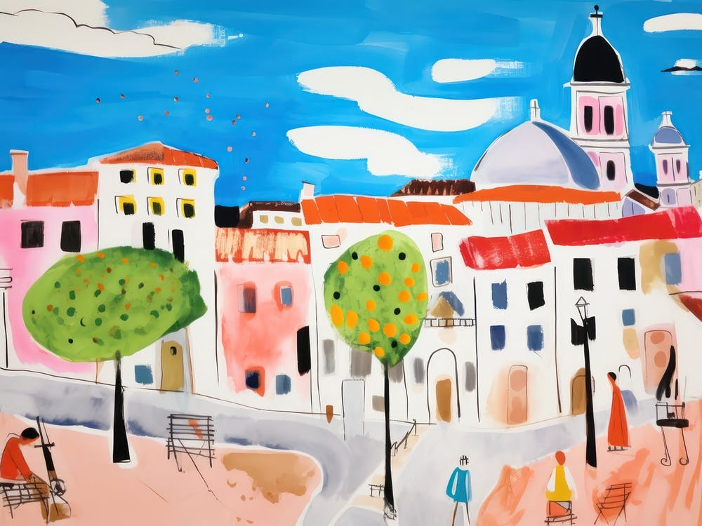 Brescia Italy Cute Watercolour Illustration 2