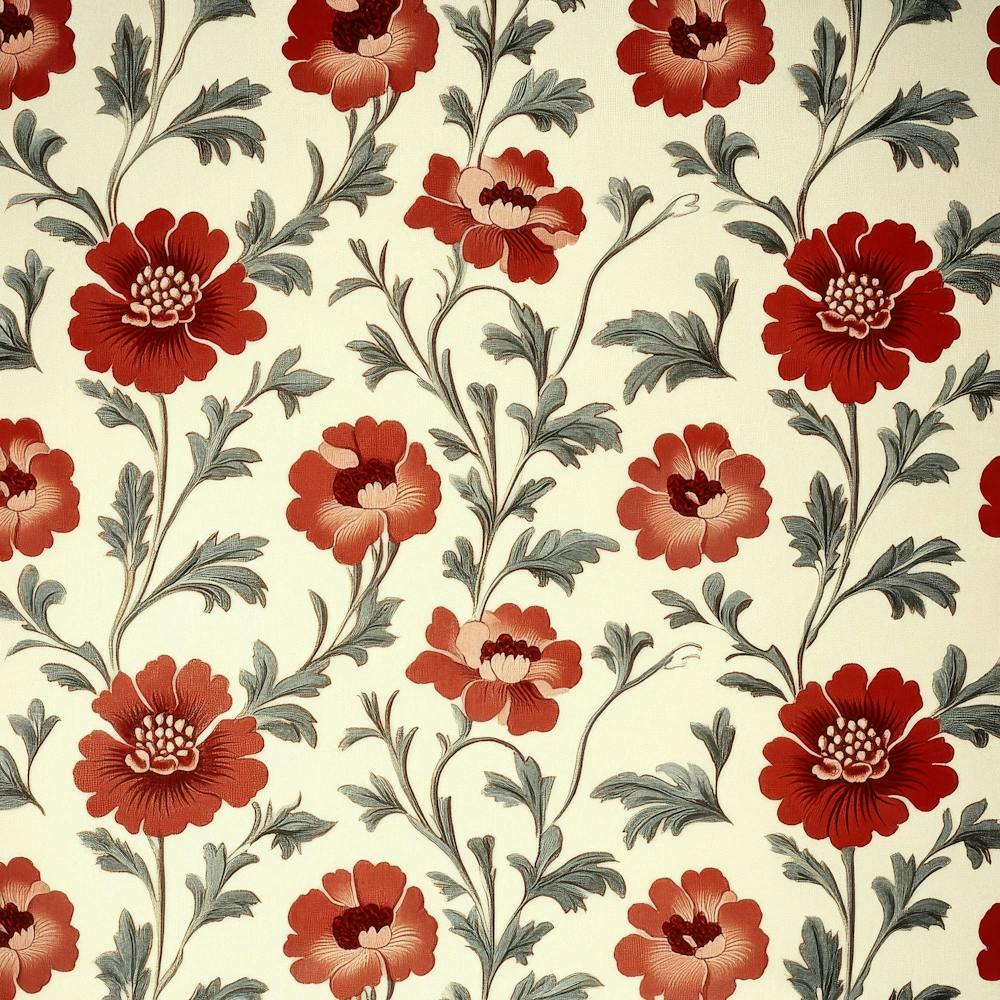 Wallpaper With Red Flowers Art