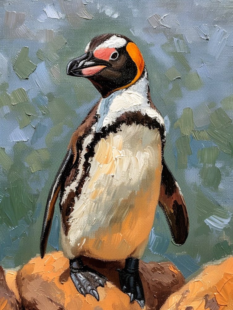 African Penguin Cuverville Island Oil Painting 1
