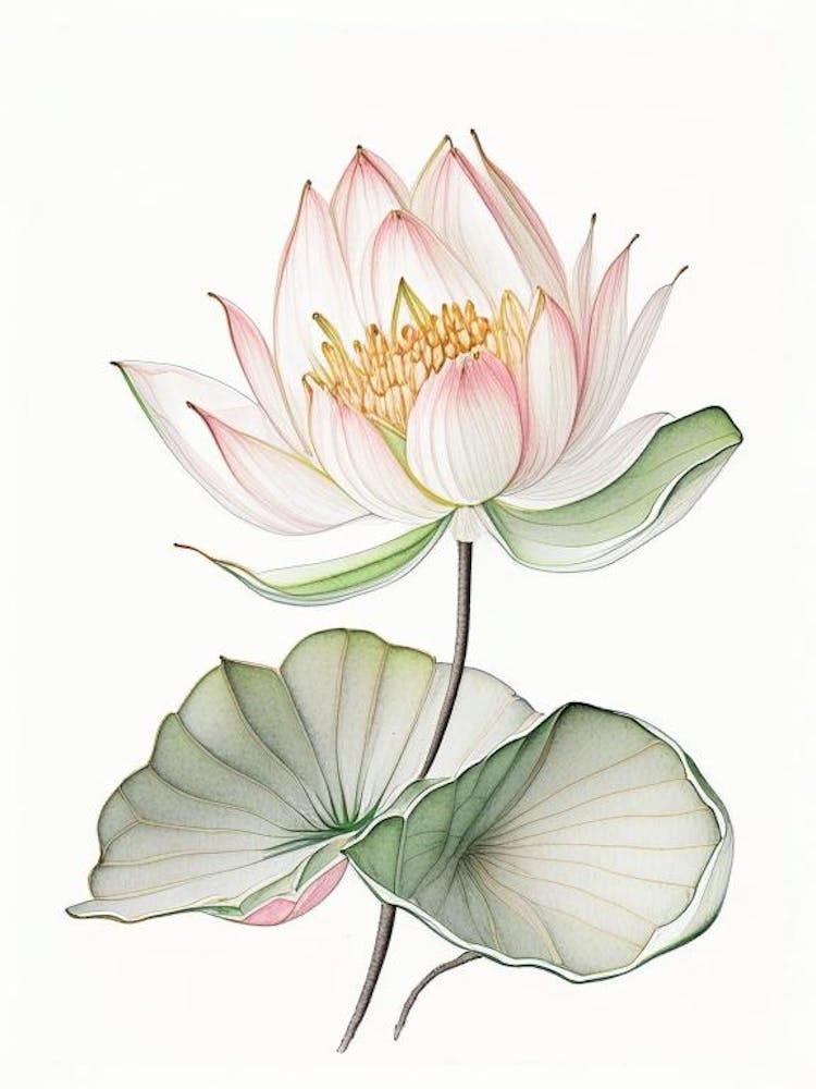 Lotus Floral Quentin Blake Inspired Illustration 3 Flower