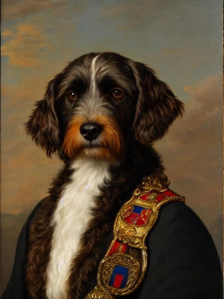 Wirehaired Pointing Griffon Renaissance Portrait Oil Painting