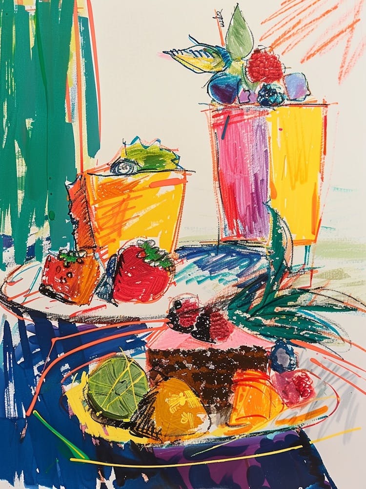 Trifle Jelly Dessert Selection Felt Tip Pen Illustration  2