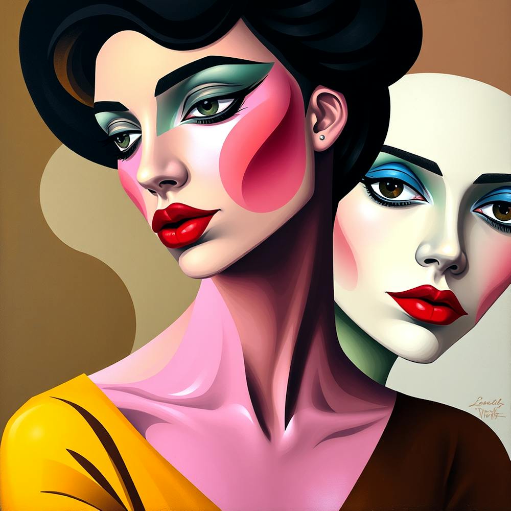 Two Women With Colorful Makeup