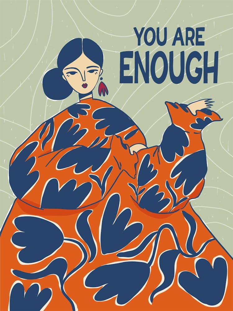 Abstract flower woman You are enough, Positive affirmations, Self love