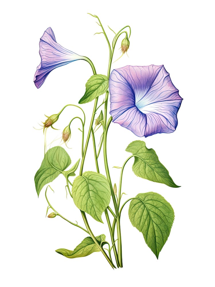 Morning Glories Flower Vintage Botanical 0