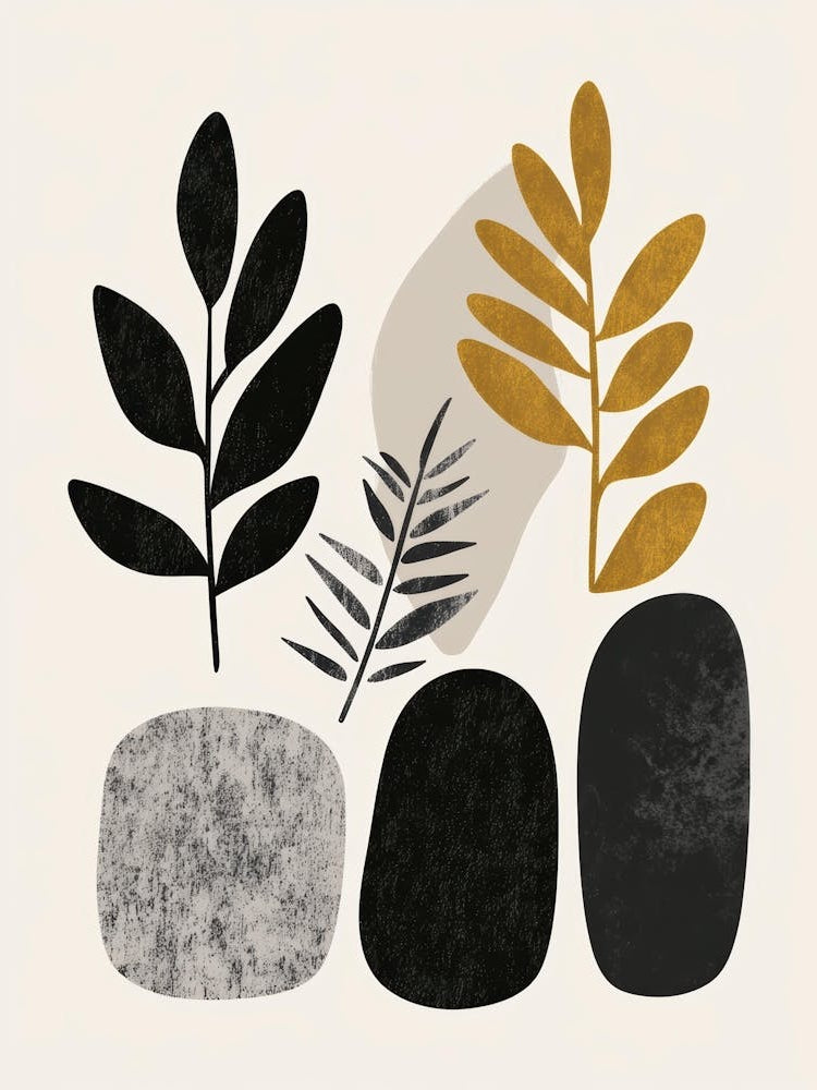 Abstract Black And Gold Leaves