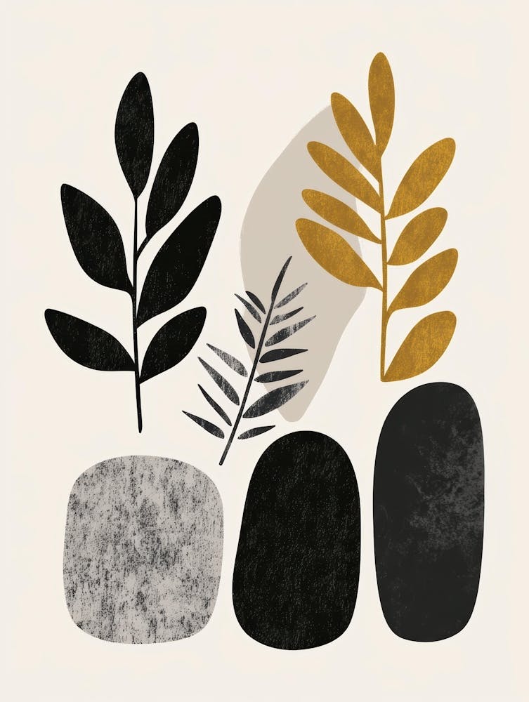 Abstract Black And Gold Leaves