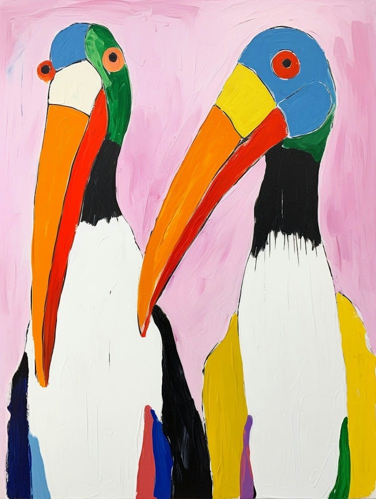 Colourful Kids Animal Art Pelican 7