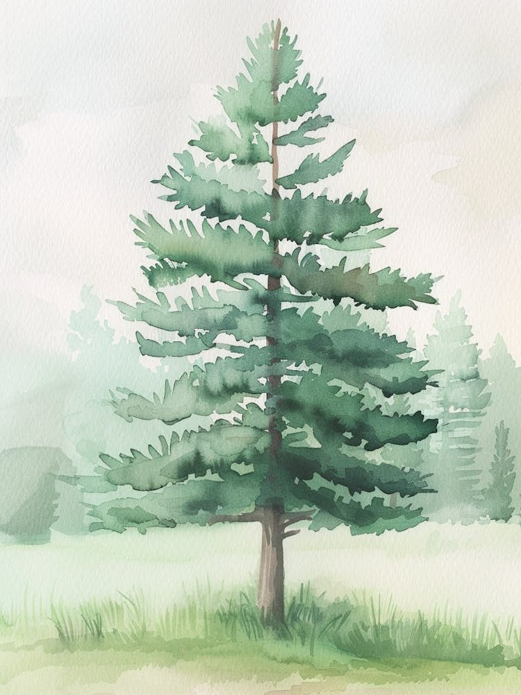 Balsam Tree Atmospheric Watercolour Painting 2