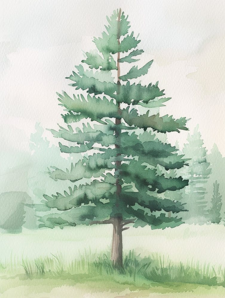 Balsam Tree Atmospheric Watercolour Painting 2