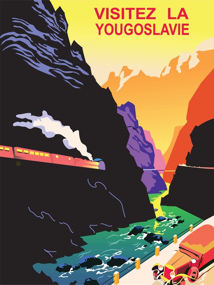Visit Yugoslavia, Vintage Travel Poster