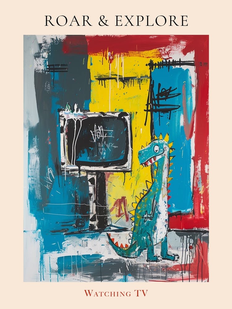 Dinosaur Watching Tv Graffiti Abstract 1 Poster