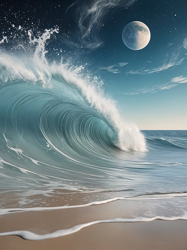 Ocean Wave At Night