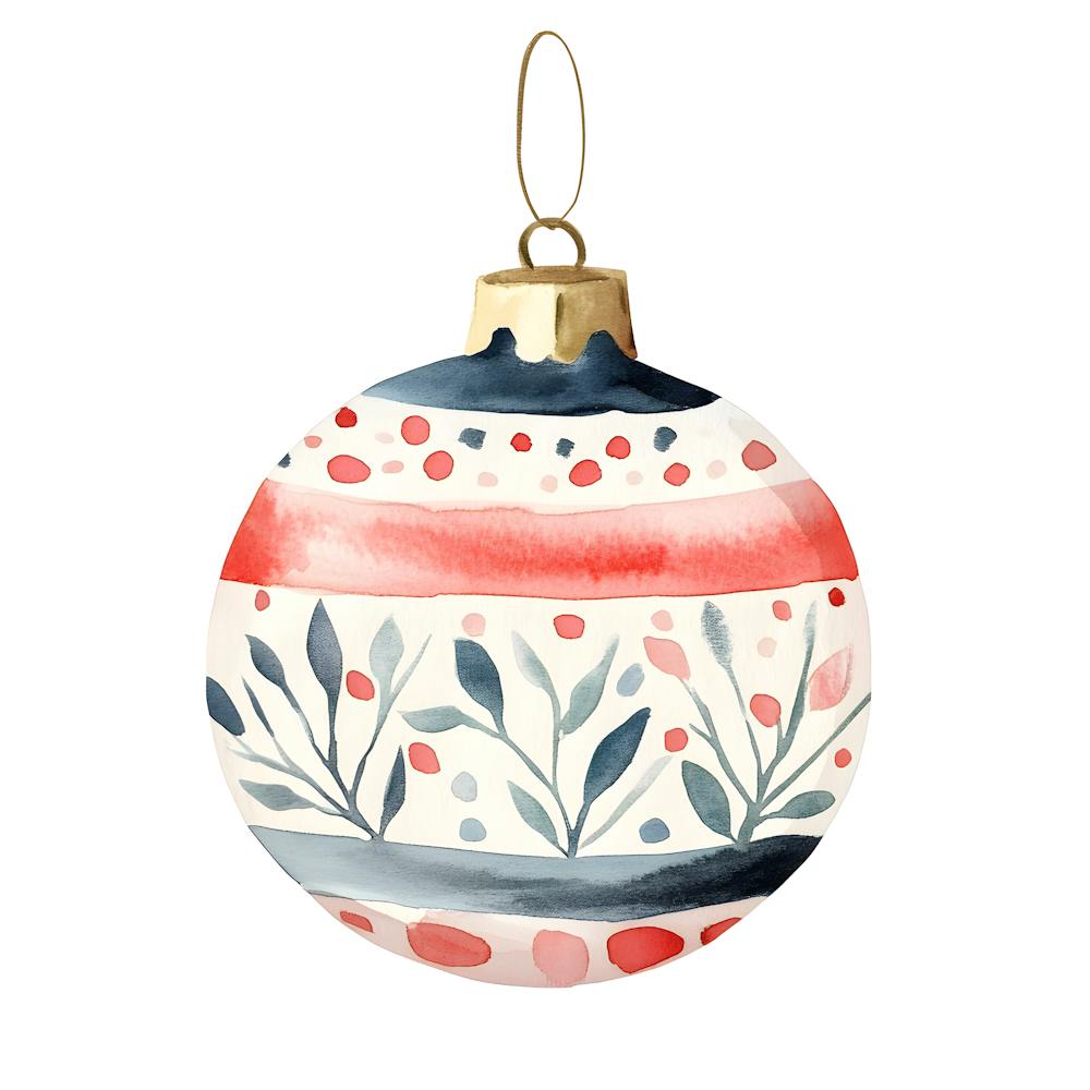 Scandinavian Christmas Bauble – Watercolor Holiday Ornament Art
