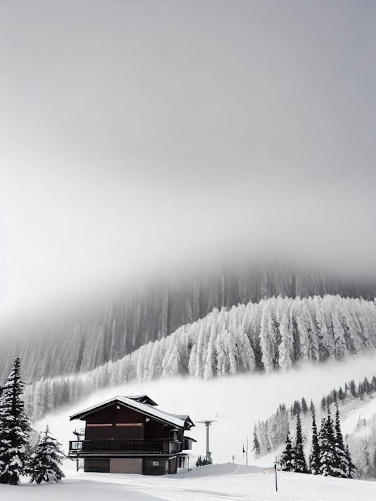 Hakuba 47, Japan Black And White Skiing Poster