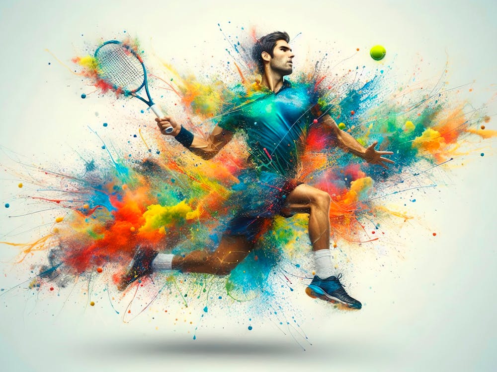 Tennis Player With Paint Splashes
