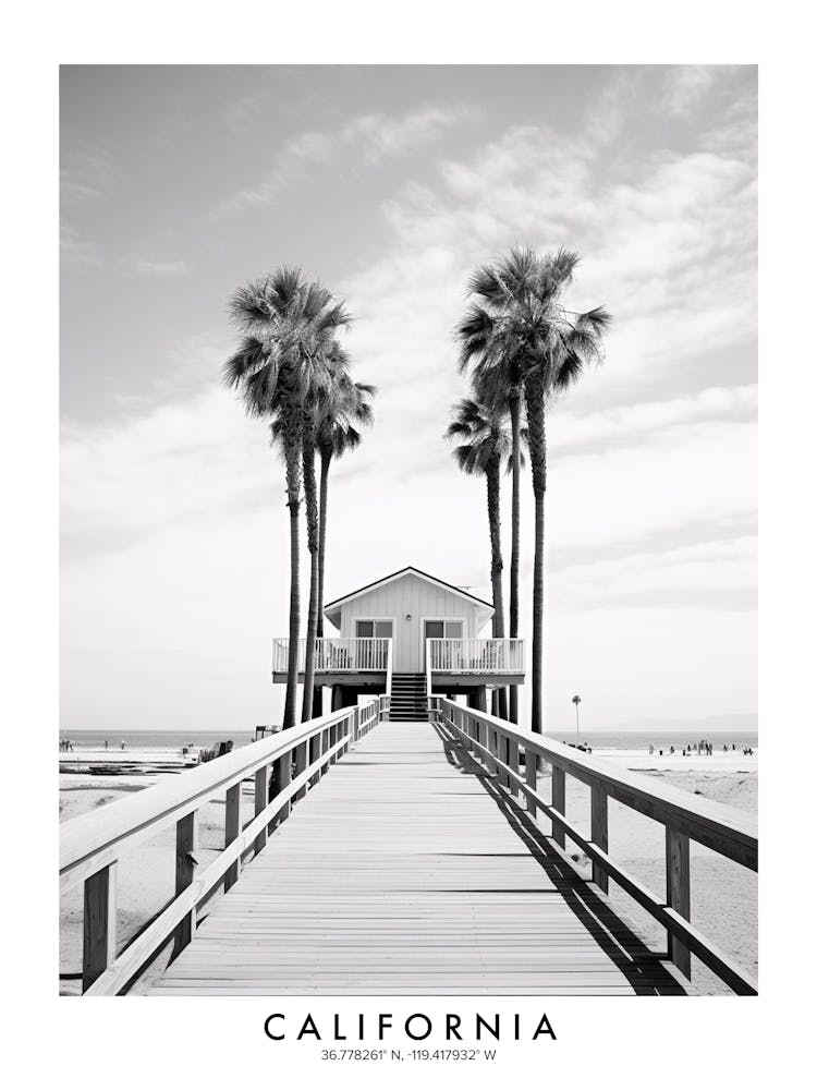 Poster Of California, Black And White Analogue Photograph 1