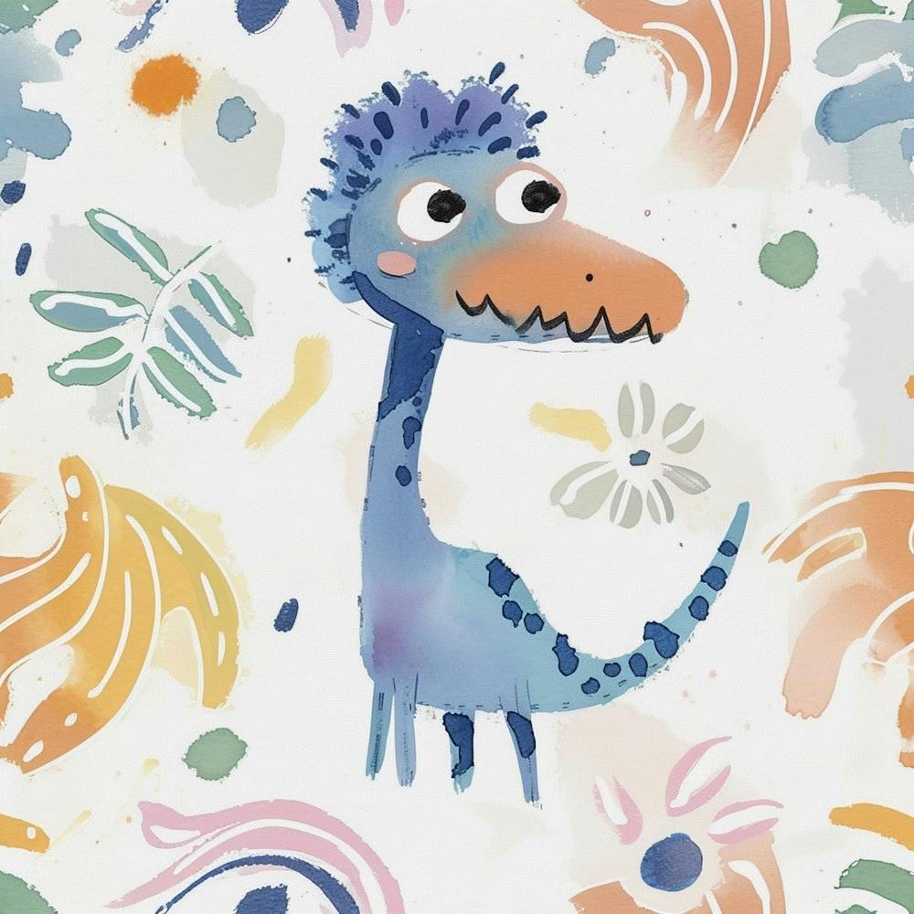 Cute Muted Pastel Dinosaur Illustration
