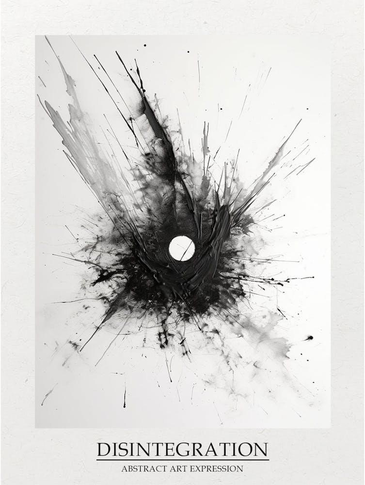 Disintegration Abstract Black And White 8 Poster