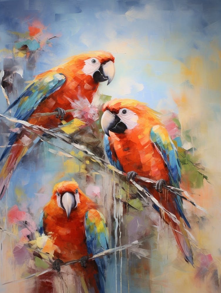 Parrots Abstract Expressionism 3